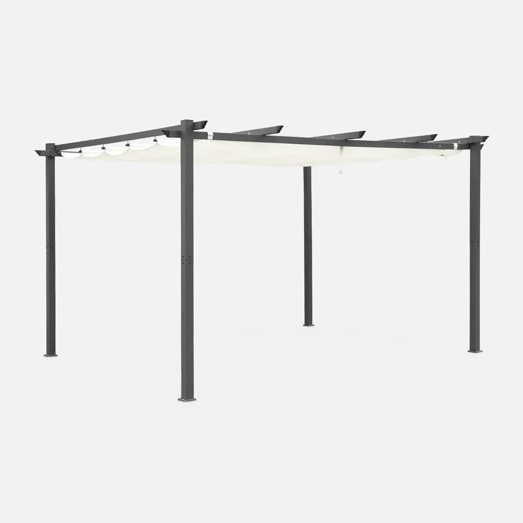 Pergola aluminium 3x4m toile rétractable coulissante jardin design Isla