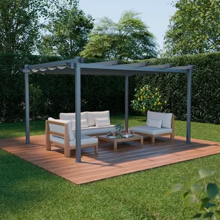 Pergola aluminium 3x4m avec toile rétractable coulissante Isla