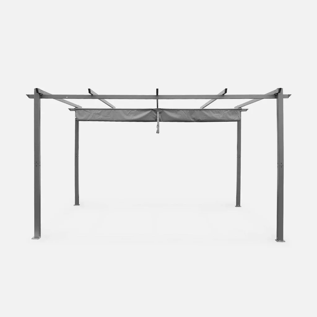 Pergola aluminium 3x4m avec toile rétractable coulissante Isla