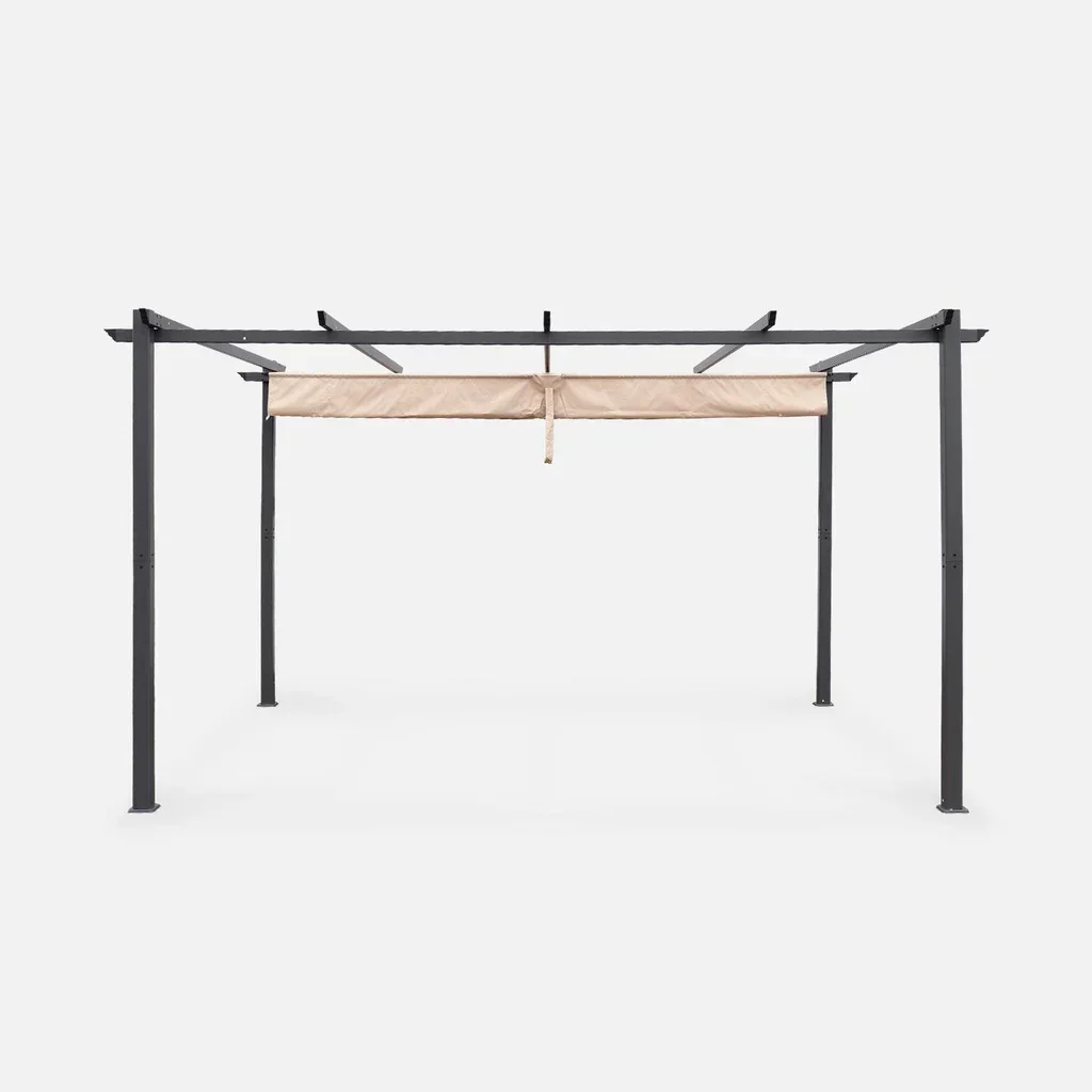 Pergola aluminium 3x4m avec toile rétractable coulissante Isla