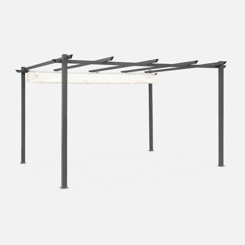 Pergola aluminium 3x4m toile rétractable coulissante jardin design Isla