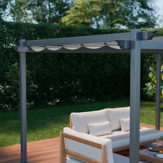 Pergola aluminium 3x4m avec toile rétractable coulissante Isla