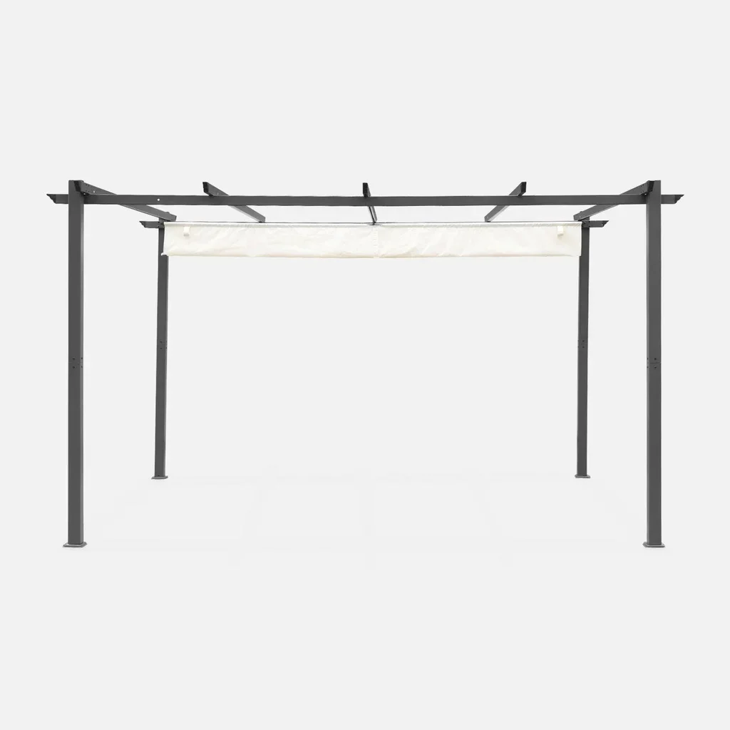 Pergola aluminium 3x4m toile rétractable coulissante jardin design Isla