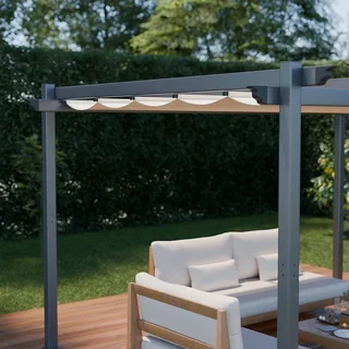 Pergola aluminium 3x4m avec toile rétractable coulissante Isla