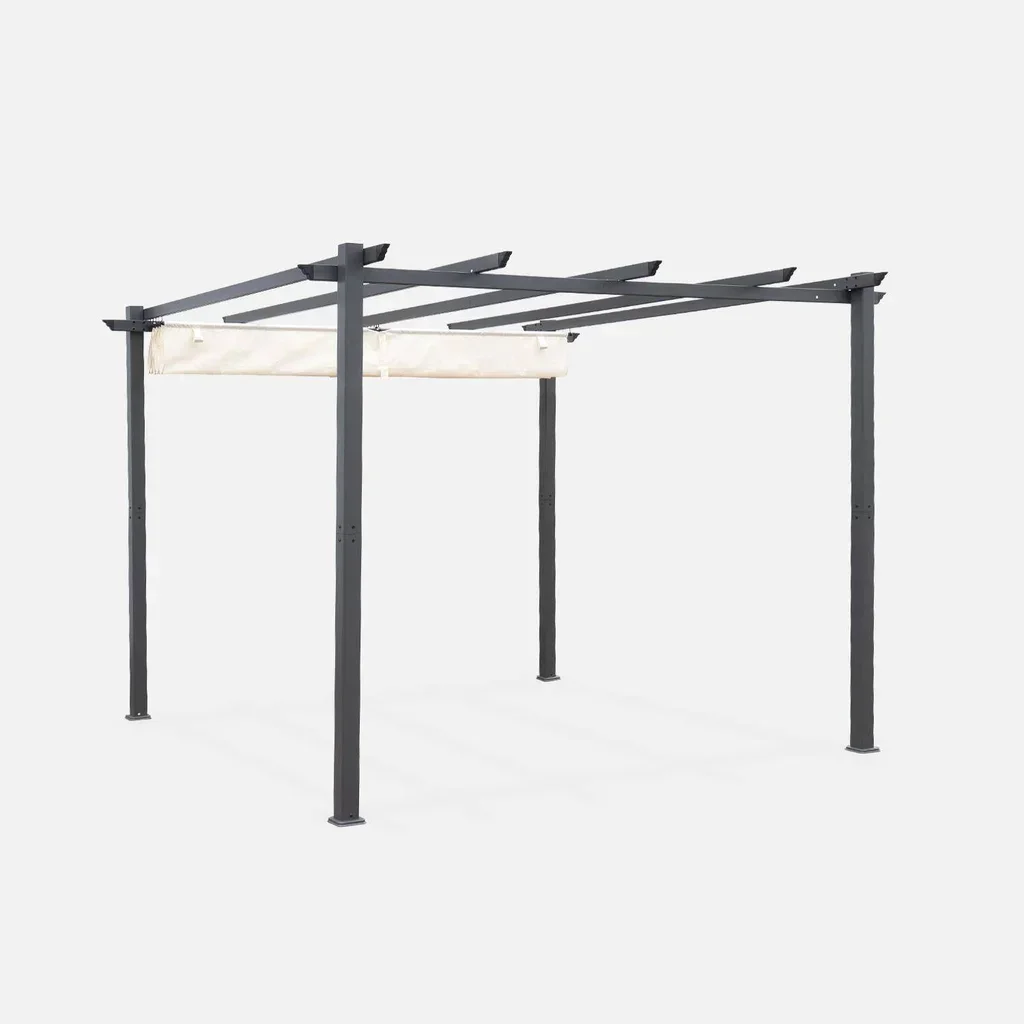 Aluminium Pergola 3x3m mit Schiebe-Ausziehbarem Dach Isla - Modernes Elegantes Design für Garten