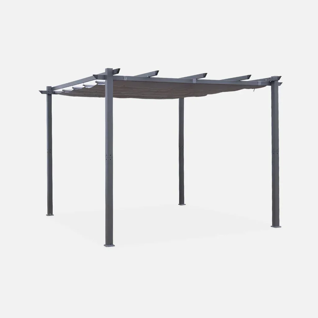 Aluminium Pergola 3x3m Isla mit schiebendem ausziehbarem Sonnensegel für modernen Garten