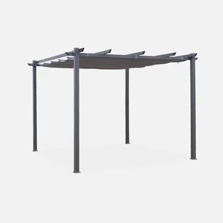 Aluminium Pergola 3x3m Isla mit schiebendem ausziehbarem Sonnensegel für modernen Garten