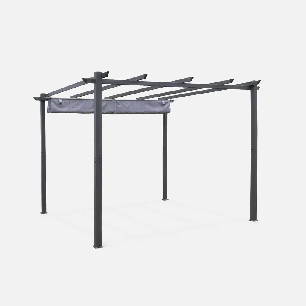 Aluminium Pergola 3x3m Isla mit schiebendem ausziehbarem Sonnensegel für modernen Garten