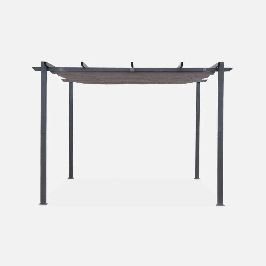 Aluminium Pergola 3x3m Isla mit schiebendem ausziehbarem Sonnensegel für modernen Garten