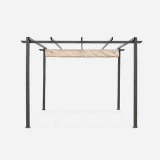 Aluminium Pergola 3x3m Isla mit Schiebe-Ausziehbarem Sonnensegel Garten