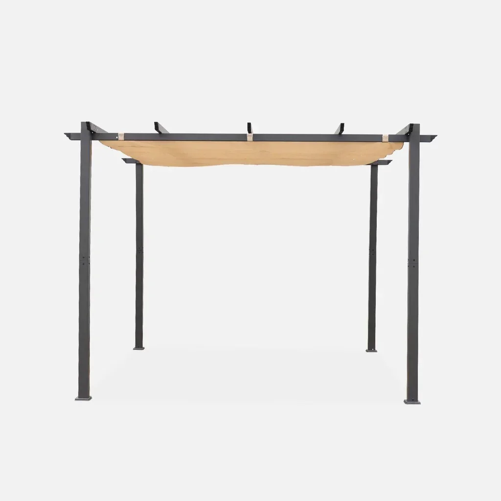 Pergola aluminium 3x3m Isla avec toile coulissante rétractable jardin