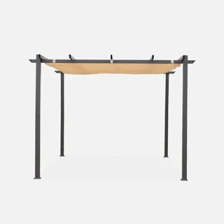 Aluminium Pergola 3x3m Isla mit Schiebe-Ausziehbarem Sonnensegel Garten