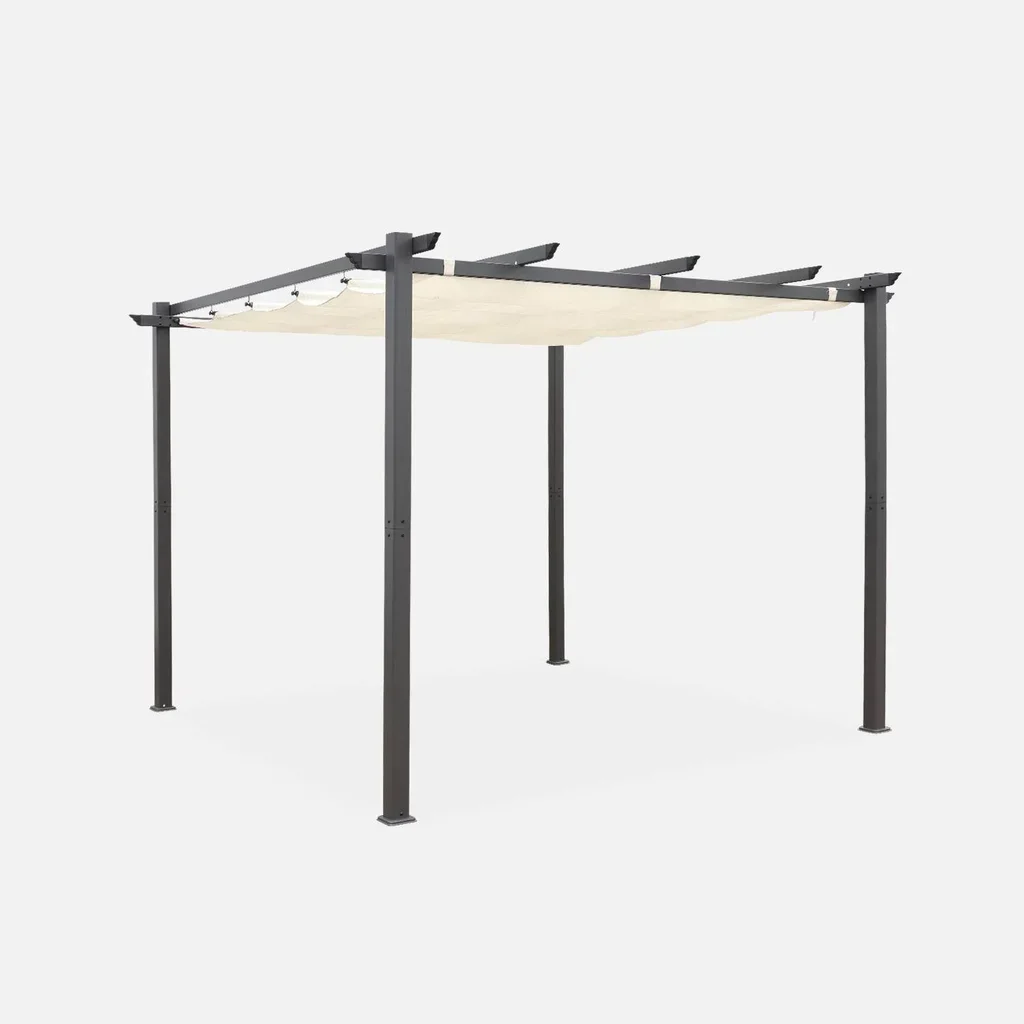 Aluminium Pergola 3x3m mit Schiebe-Ausziehbarem Dach Isla - Modernes Elegantes Design für Garten