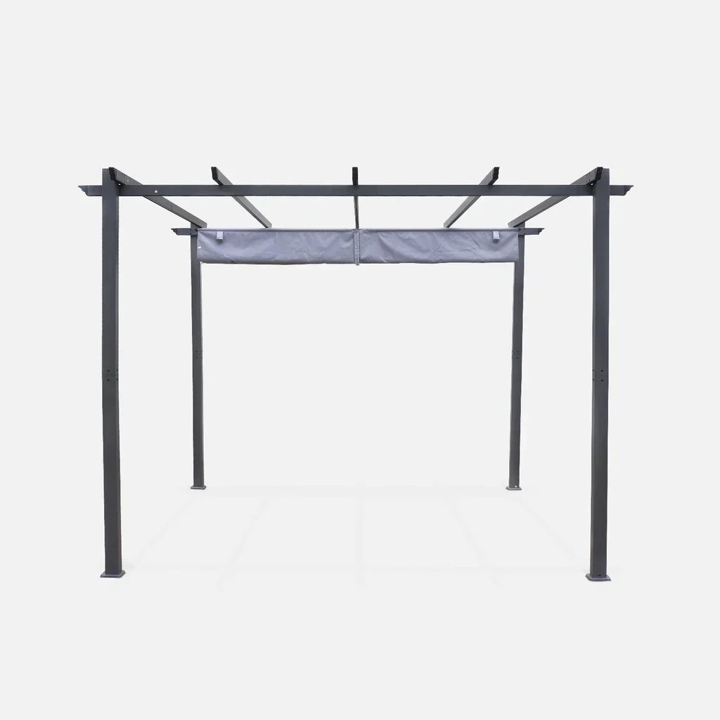 Aluminium Pergola 3x3m Isla mit schiebendem ausziehbarem Sonnensegel für modernen Garten