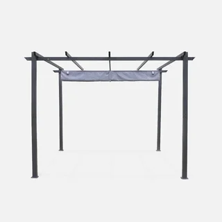 Aluminium Pergola 3x3m Isla mit schiebendem ausziehbarem Sonnensegel für modernen Garten