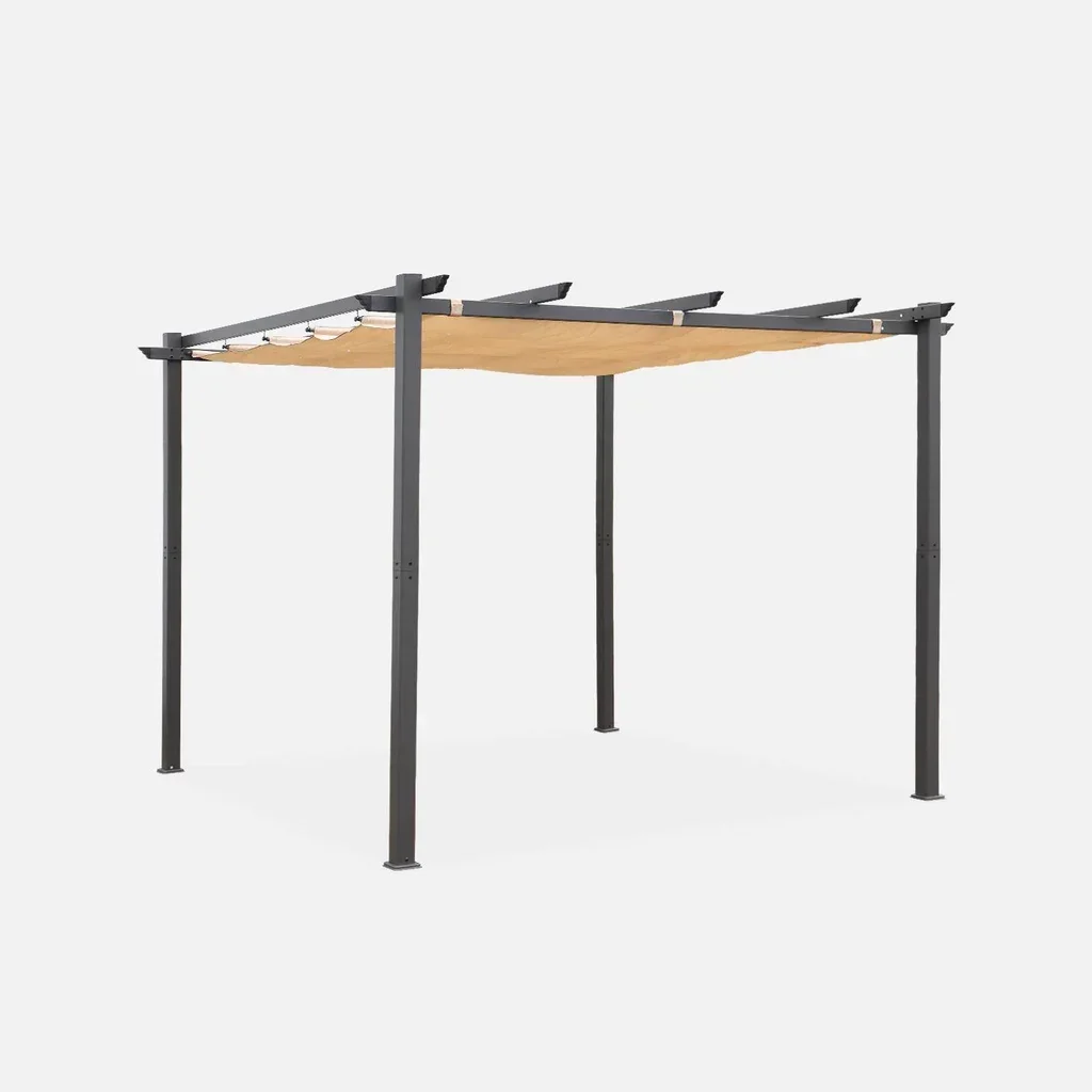 Pergola aluminium 3x3m Isla avec toile coulissante rétractable jardin
