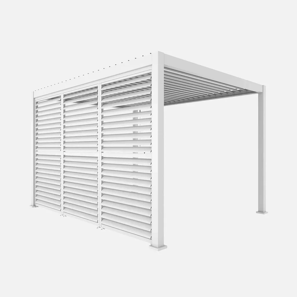 Pergola aluminium bioclimatique 4x3m Triomphe anthracite avec persiennes lames orientables