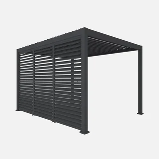 Pergola aluminium bioclimatique 4x3m Triomphe anthracite lames orientables 3 persiennes 130cm