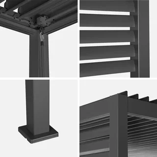 Pergola bioclimatique 3,5x3,5m aluminium lames orientables persienne modèle Palace