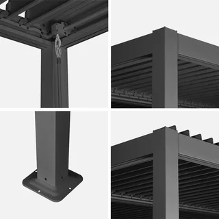 Pergola bioclimatique 3,6x3,6m Palace aluminium lames orientables jardin terrasse
