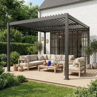 Pergola bioclimatique 3,6x3,6m Palace aluminium lames orientables jardin terrasse