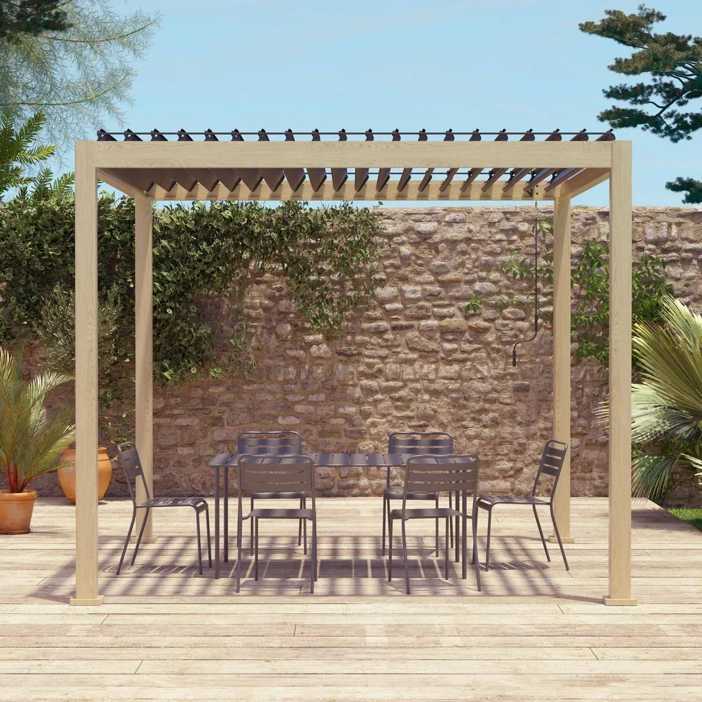 Pérgola bioclimática aluminio 3x3m láminas orientables Triomphe V2 jardín