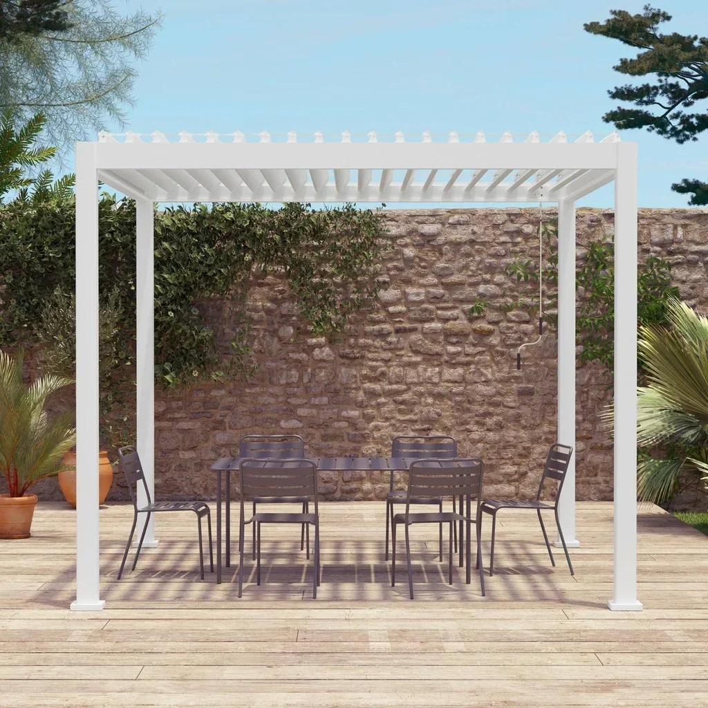 Pérgola bioclimática 3x3m aluminio lamas orientables Triomphe V2 jardín