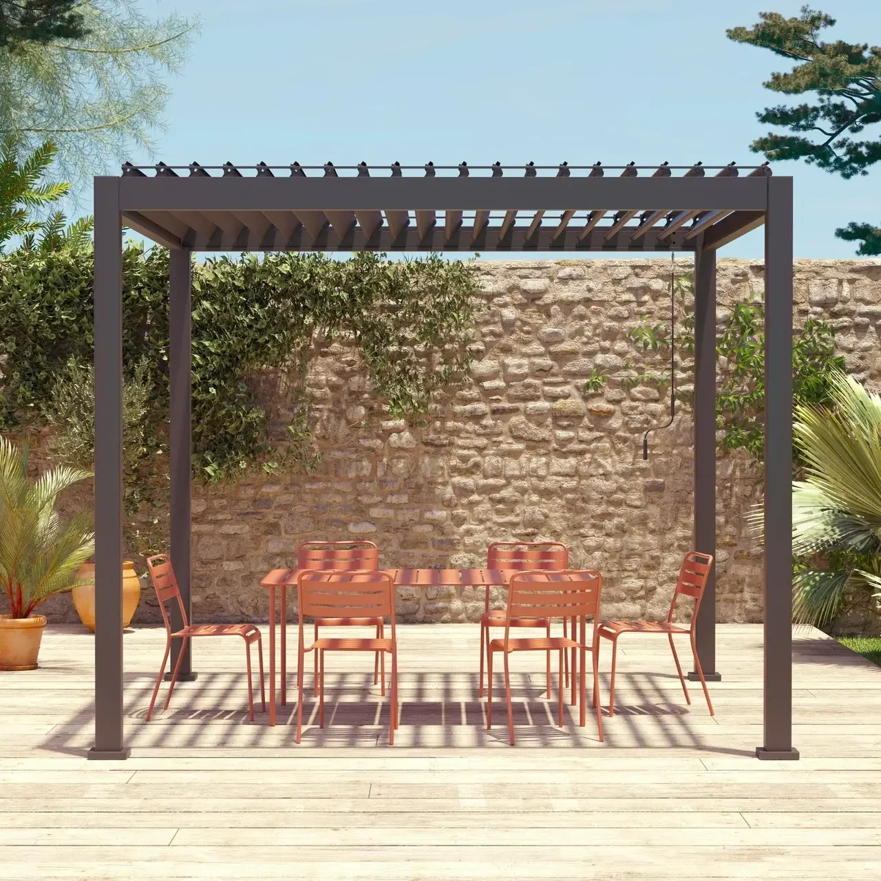 Pergola bioclimatique 3x3m aluminium lames orientables Triomphe V2 jardin terrasse