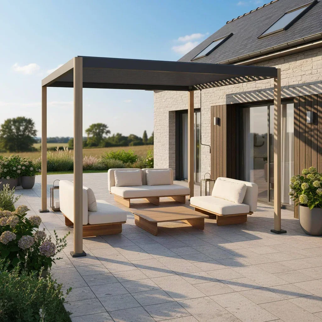 Pergola bioclimatique 3x3m Imperial aluminium lames orientables jardin terrasse
