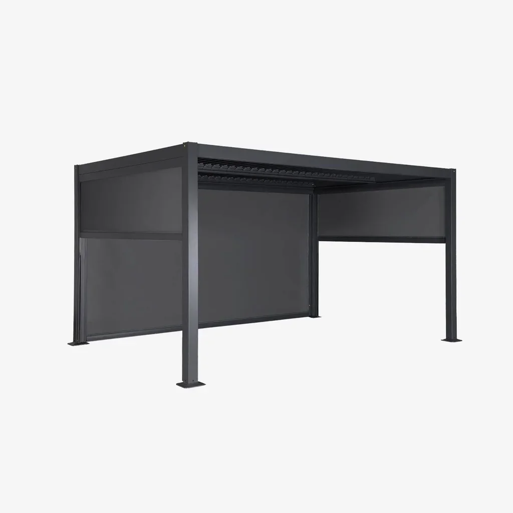 Pergola bioclimatique 4x3m aluminium acier Palace avec stores latéraux