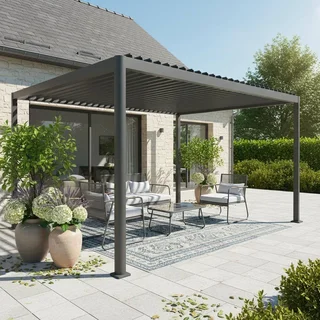 Pergola bioclimatique 4x3m Imperial aluminium acier lames orientables jardin terrasse
