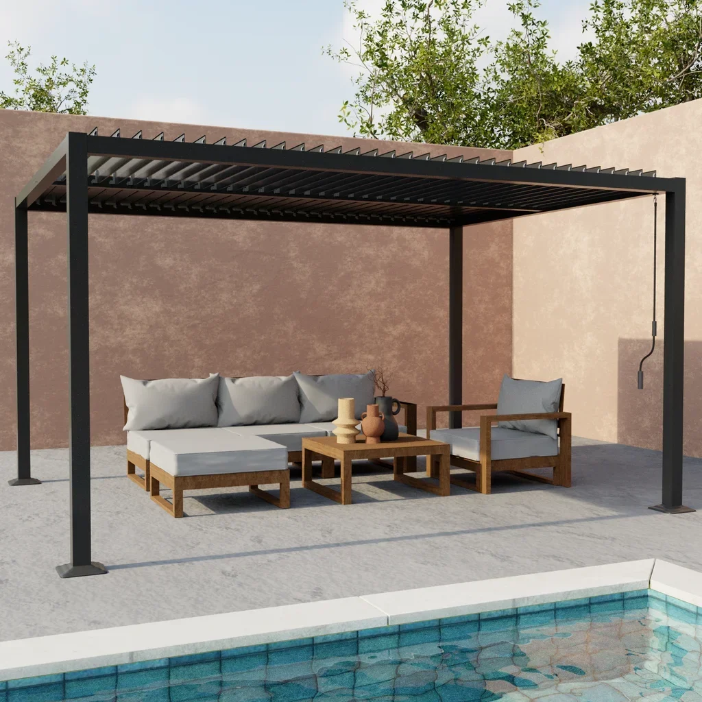 Pergola bioclimatique 4x3m Palace aluminium lames orientables anthracite
