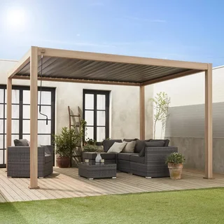 Pérgola bioclimática 4x3m Triomphe aluminio lamas orientables antracita terraza jardín