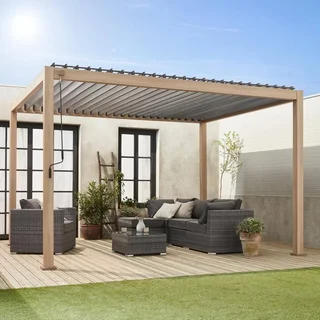 Pérgola bioclimática 4x3m Triomphe aluminio lamas orientables antracita terraza jardín
