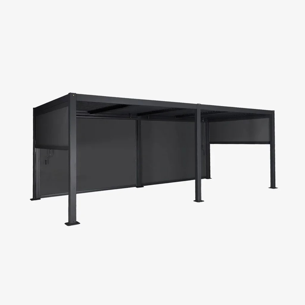 Pergola bioclimatique 6x3m aluminium acier 4 stores modèle Palace