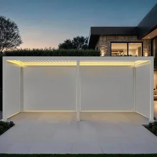 Bioclimatic pergola 6x3m motorized aluminum Triomphe LED side awnings