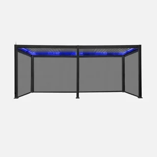 Bioclimatic pergola 6x3m motorized aluminium with LED lights and side blinds Triomphe