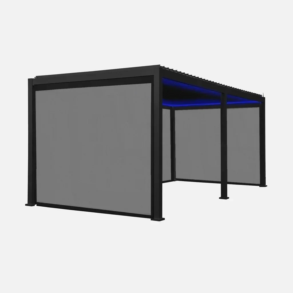 Pergola bioclimatique 6x3m aluminium motorisée LED avec stores latéraux Triomphe