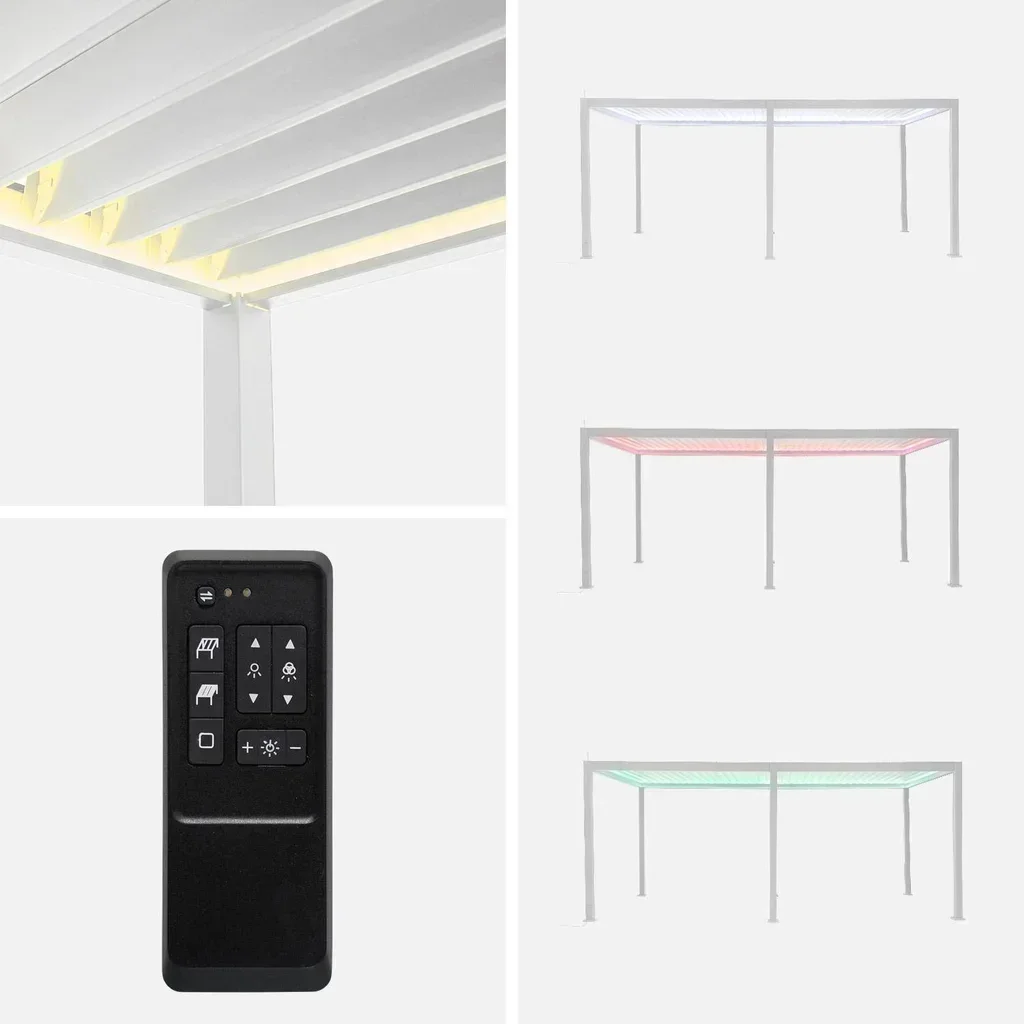 Bioclimatic pergola 6x3m motorized aluminum Triomphe LED side awnings