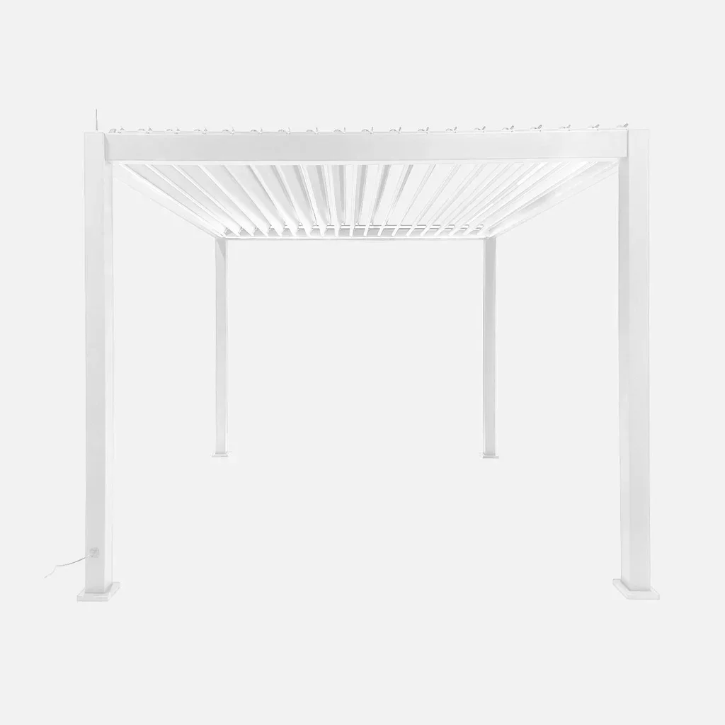 Pergola bioclimatique alu motorisée 3x3 m LED Triomphe - Lames orientables éclairage multicolore