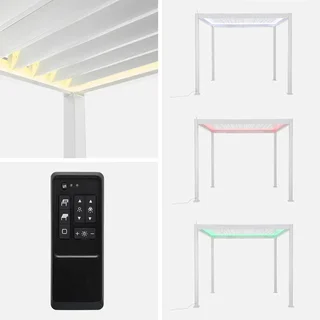 Pergola bioclimatique alu motorisée 3x3 m LED Triomphe - Lames orientables éclairage multicolore