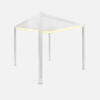 Pergola bioclimatique alu motorisée 3x3 m LED Triomphe - Lames orientables éclairage multicolore
