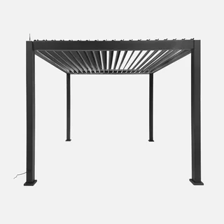 Pergola bioclimatique alu motorisée 3x3 m LED Triomphe avec lames orientables et éclairage multicolore pour terrasse