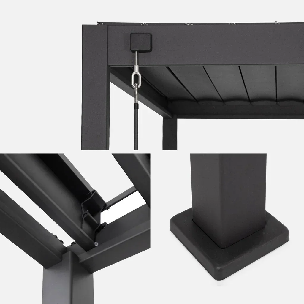 Pérgola Bioclimática Aluminio 3x3m Triomphe con Doble Toldo - Cenador Jardín Terraza Pérgola Exterior Sombrilla