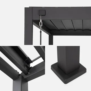 Pérgola Bioclimática Aluminio 3x3m Triomphe con Doble Toldo - Cenador Jardín Terraza Pérgola Exterior Sombrilla