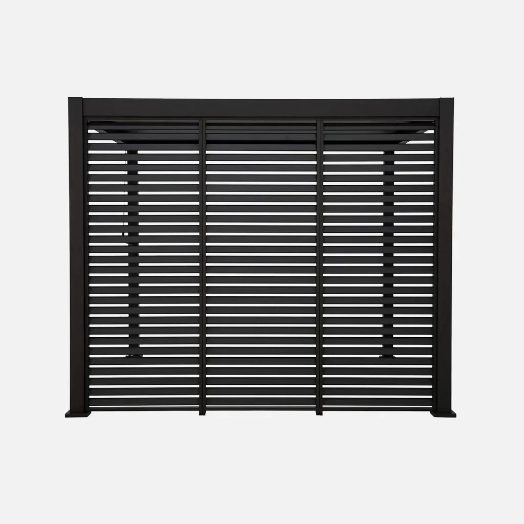 Pergola bioclimatique aluminium 3x3m V2 Triomphe lames orientables 3 persiennes 100 cm