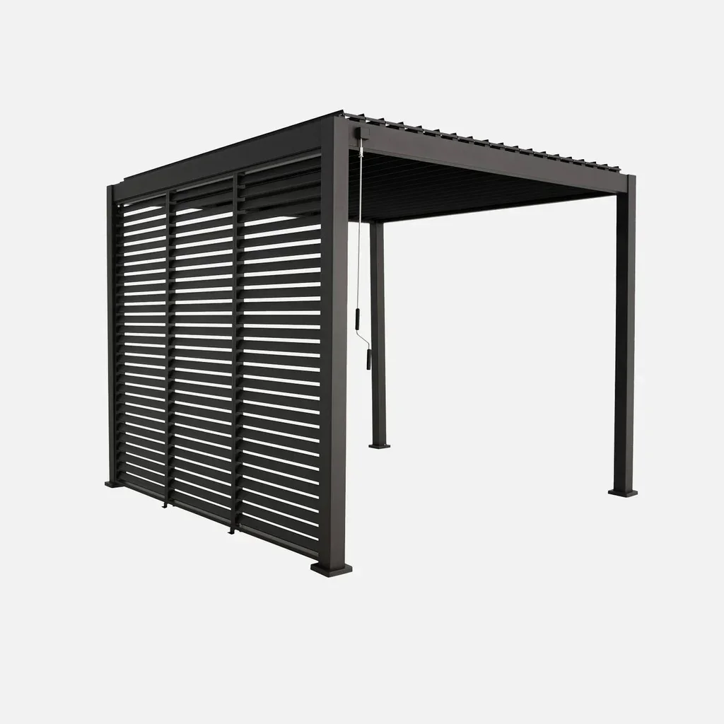 Pergola bioclimatique aluminium 3x3m V2 Triomphe lames orientables 3 persiennes 100 cm