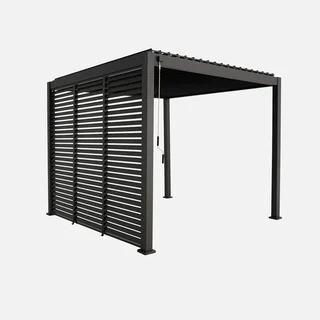 Pergola bioclimatique aluminium 3x3m V2 Triomphe lames orientables 3 persiennes 100 cm
