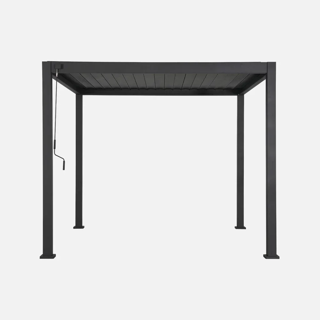 Pergola bioclimatique aluminium 3x3m V2 Triomphe lames orientables 3 persiennes 100 cm