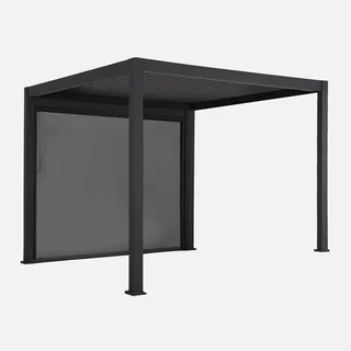 Pérgola bioclimática de aluminio 3x3m antracita con toldo lateral Triomphe